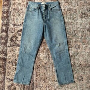 Agolde Women’s Riley High Rise Straight Light Blue Button-Fly Jeans